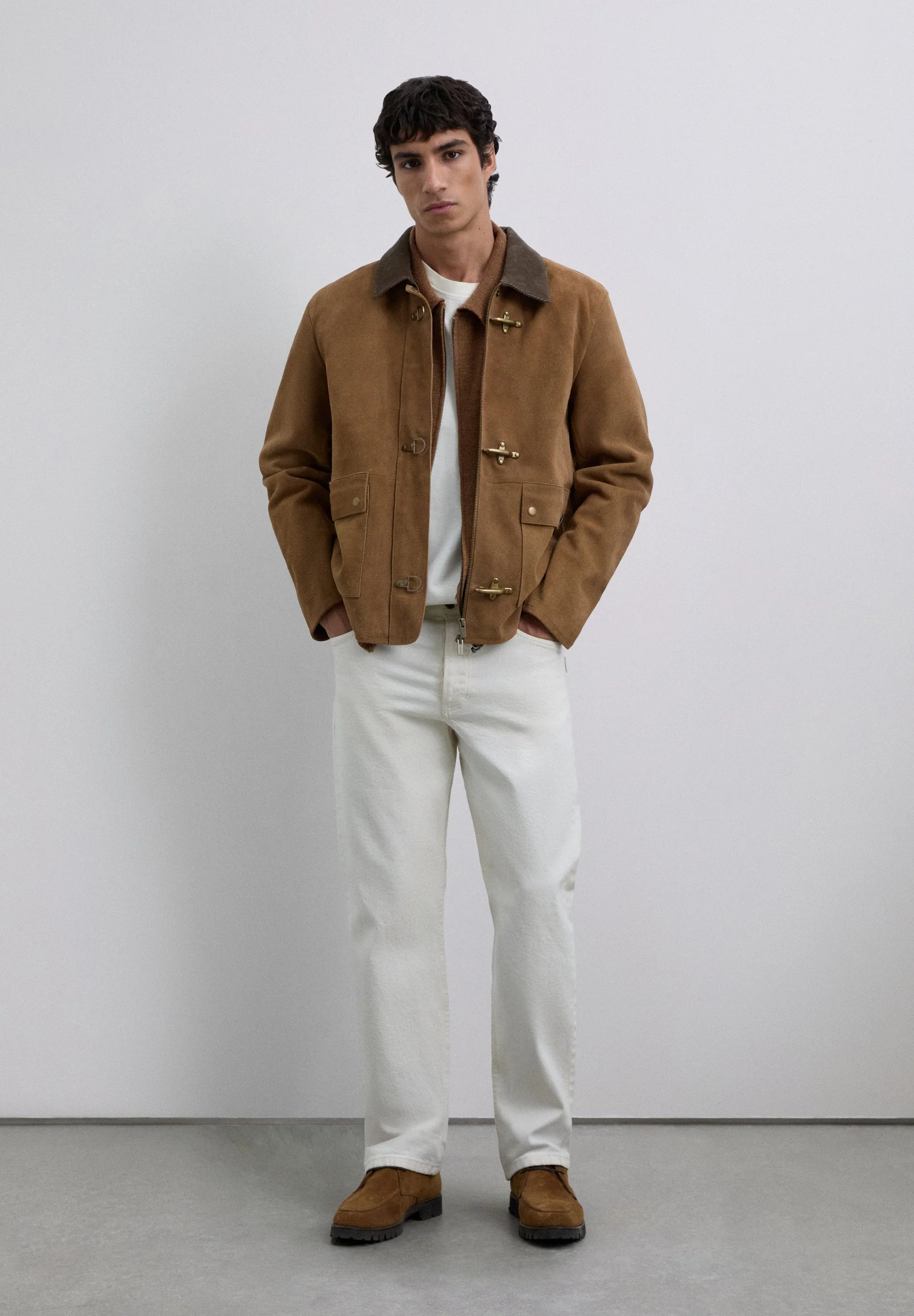 LEATHER JACKET WITH CORDUROY COLLAR - Image 2