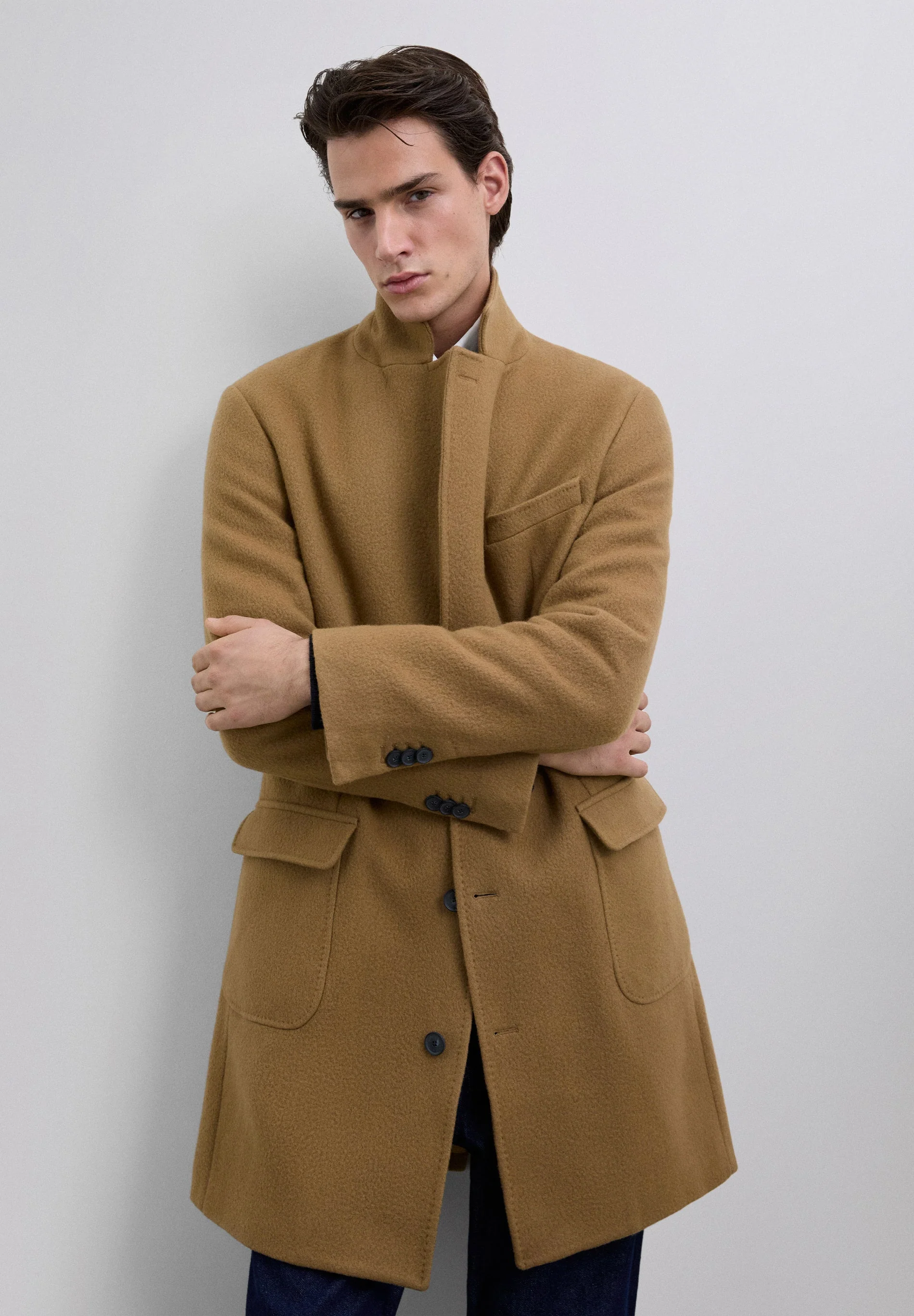 LONG WOOL LAPEL COLLAR COAT - Image 2