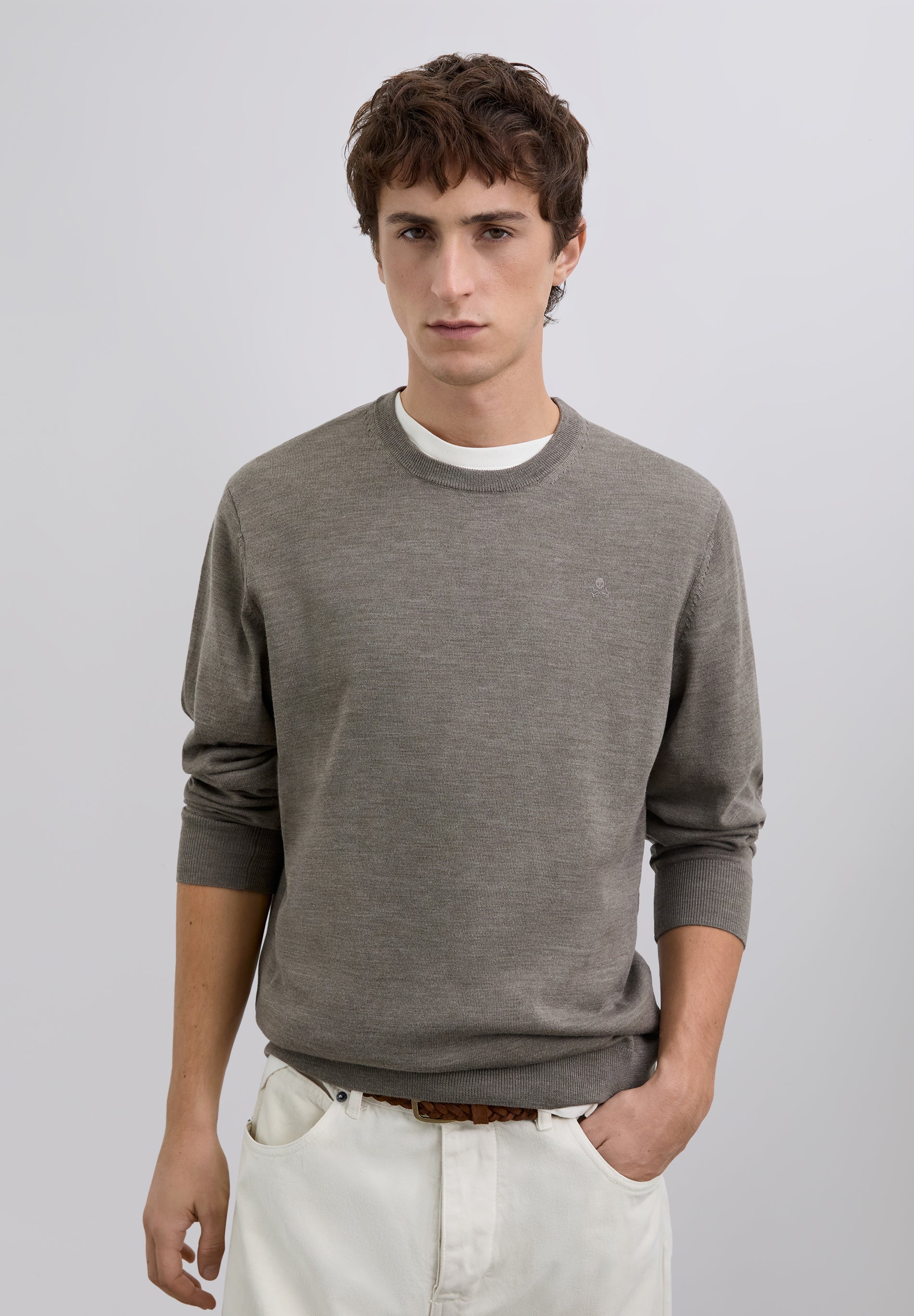 WOOL SWEATER WITH EMBROIDERED SKULL - Image 2