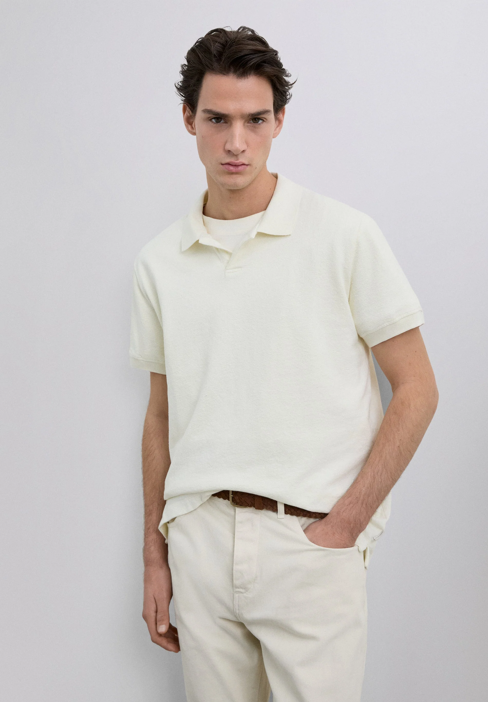 SHORT SLEEVE RUSTIC KNIT POLO SHIRT