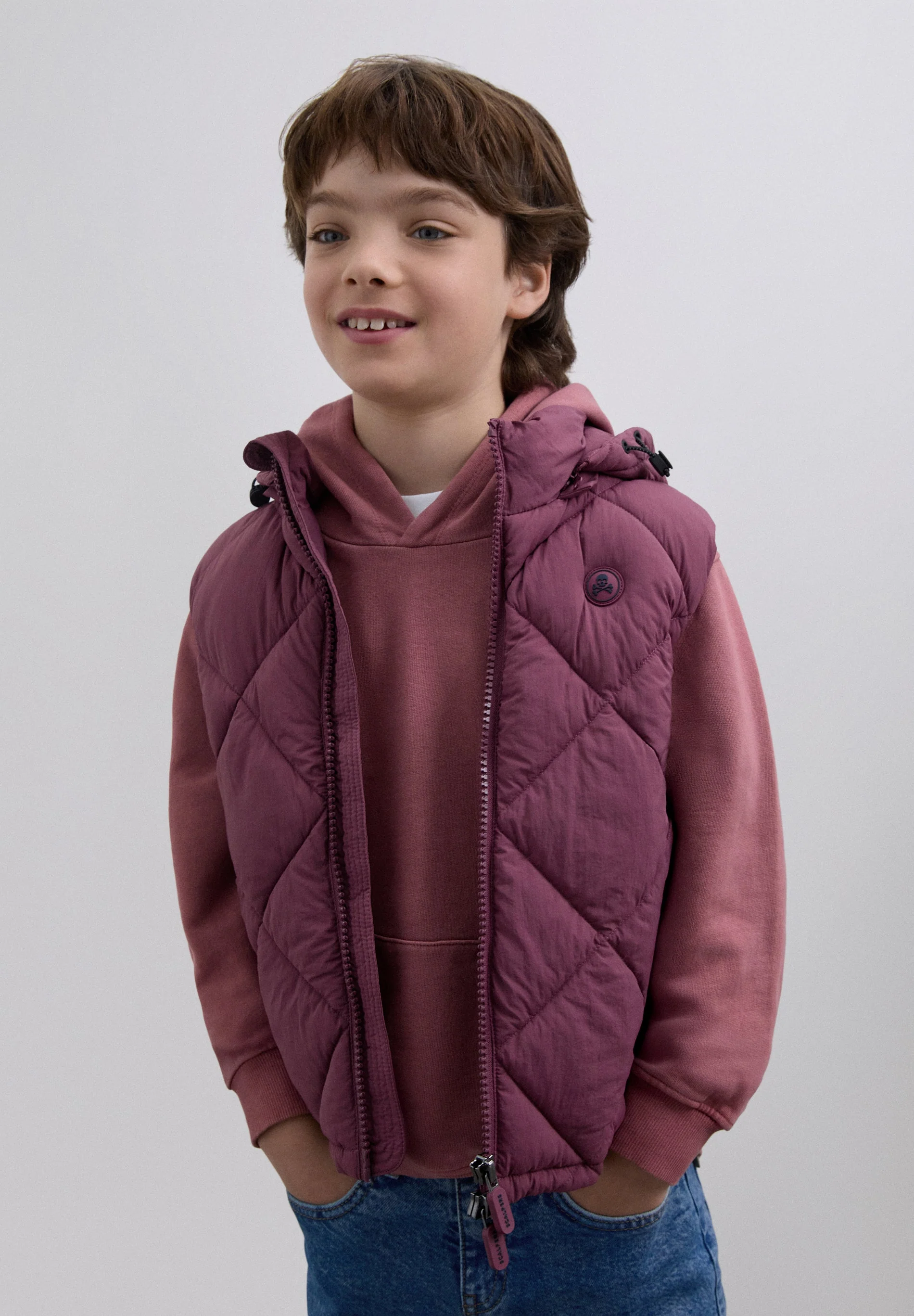 SKULL PUFFER VEST WITH HOOD