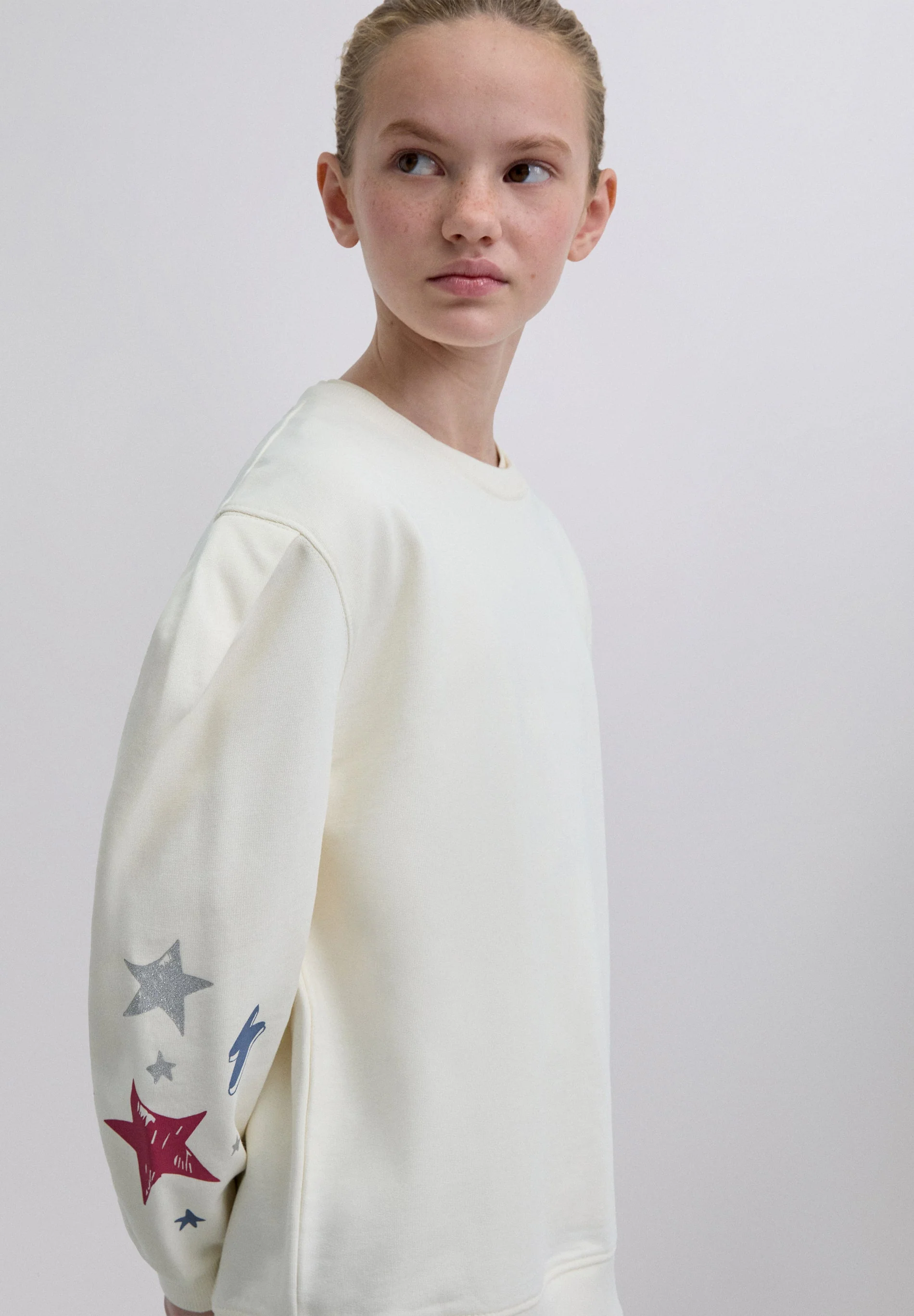 PRINTED PUFF SLEEVE SWEATSHIRT
