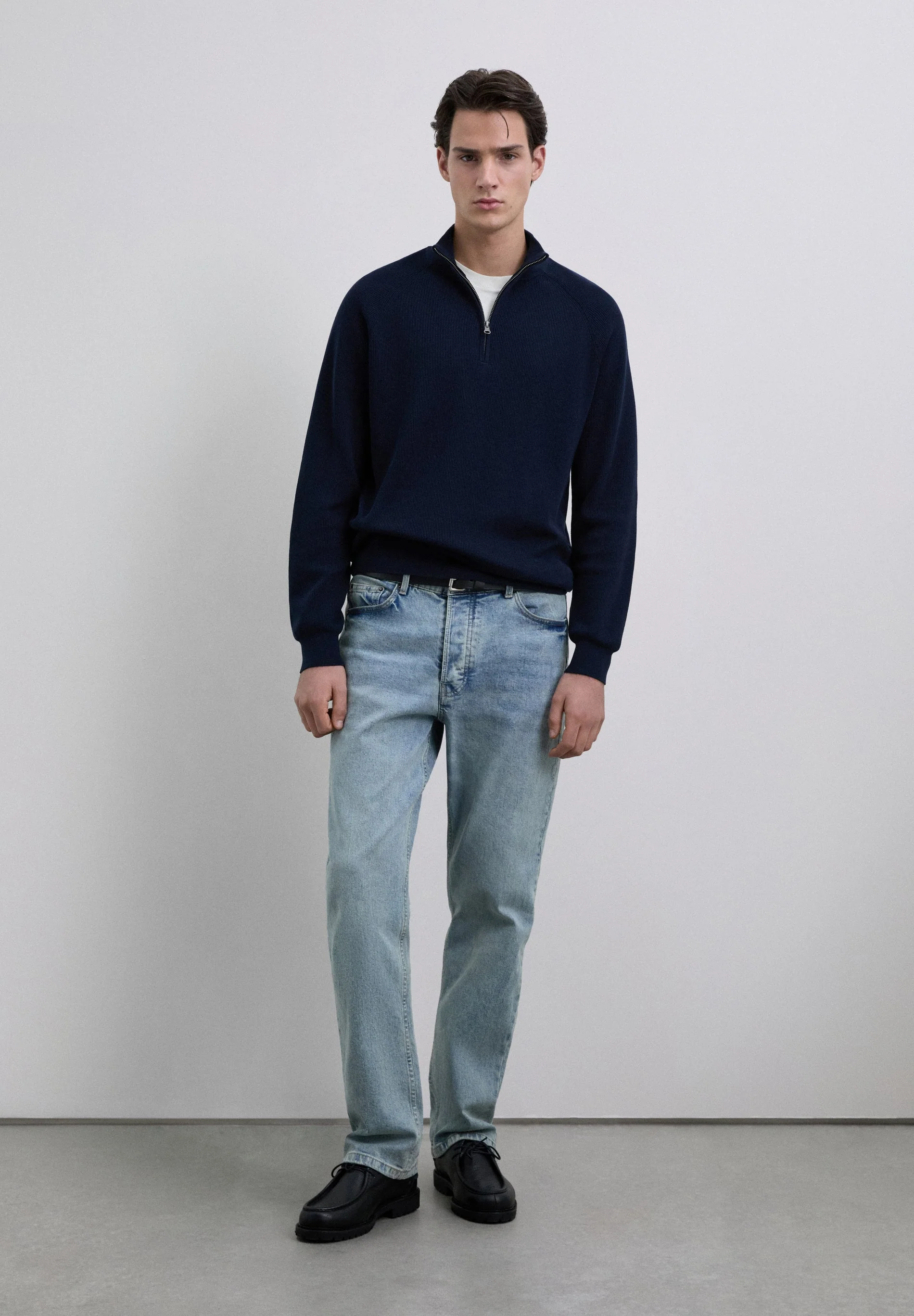 KNIT SWEATER WITH ZIP-UP MOCK NECK - Image 2