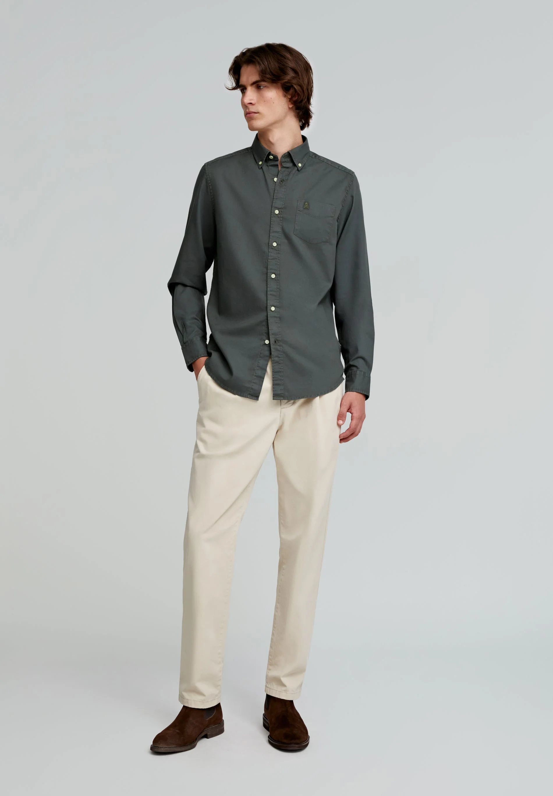 COTTON SHIRT WITH BUTTON-DOWN COLLAR - Image 5