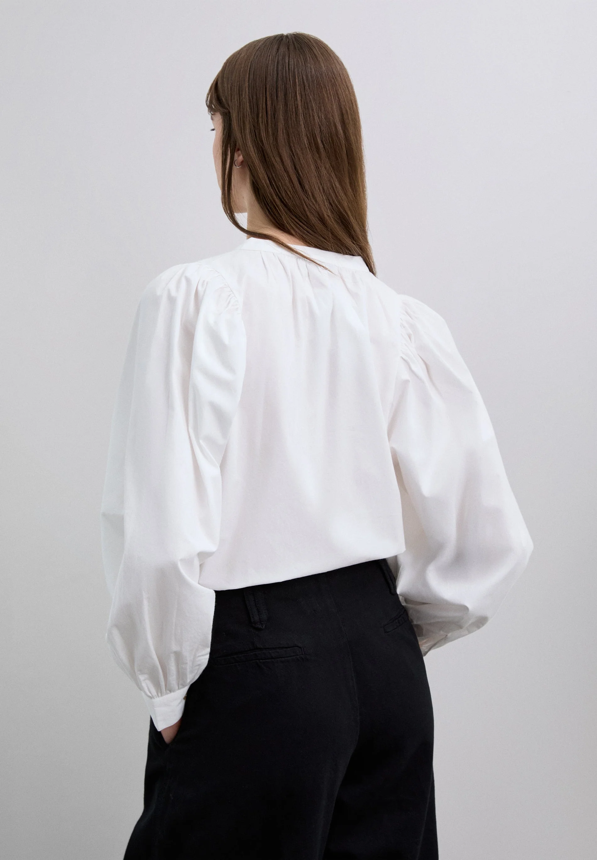POPLIN PUFF SLEEVE SHIRT - Image 4