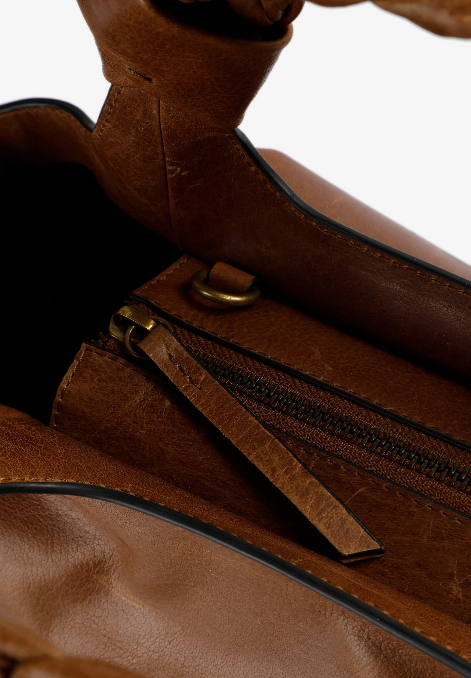 LEATHER HANDBAG WITH BRAIDED HANDLE - Image 7