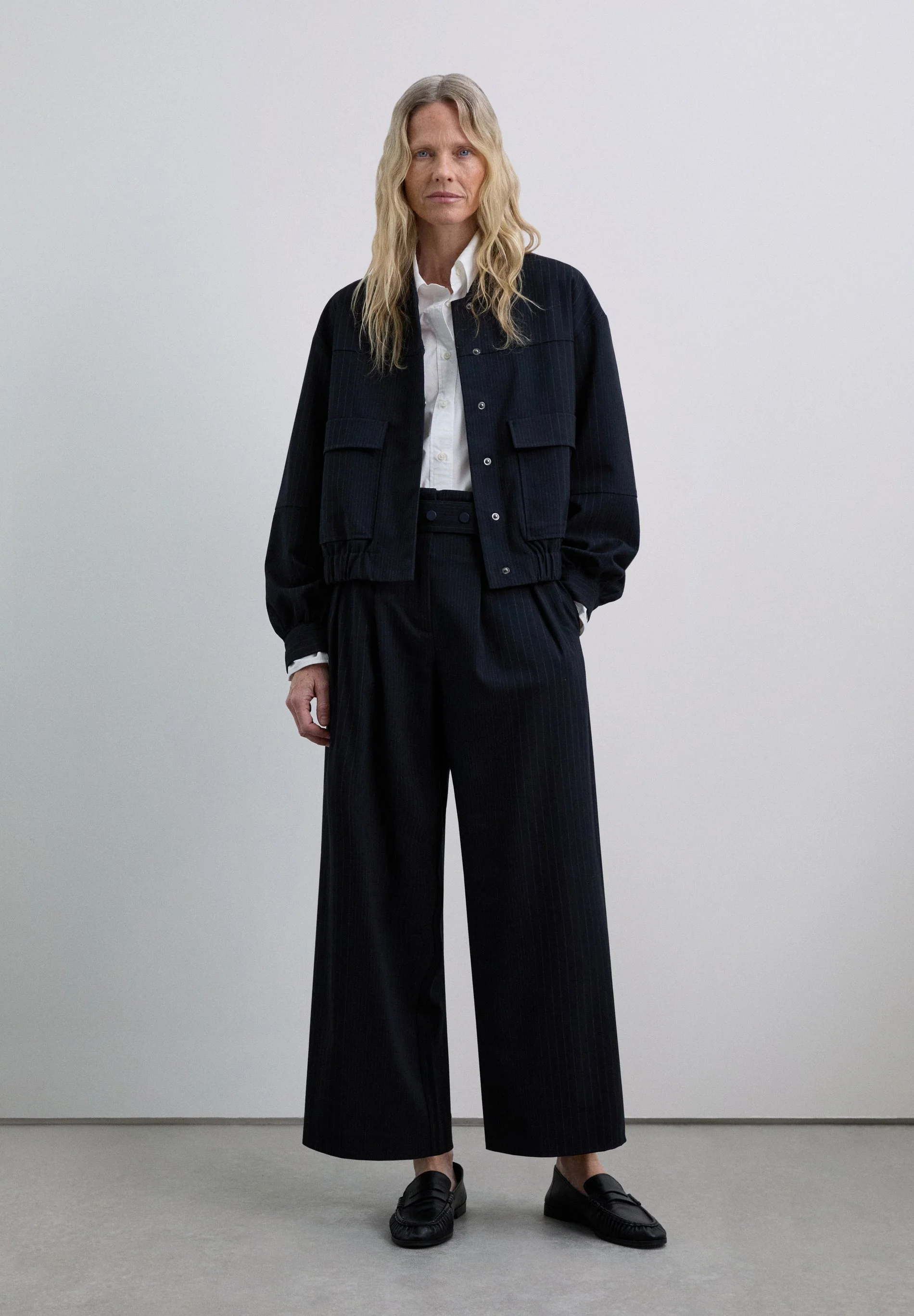 PINSTRIPE BOMBER JACKET - Image 2