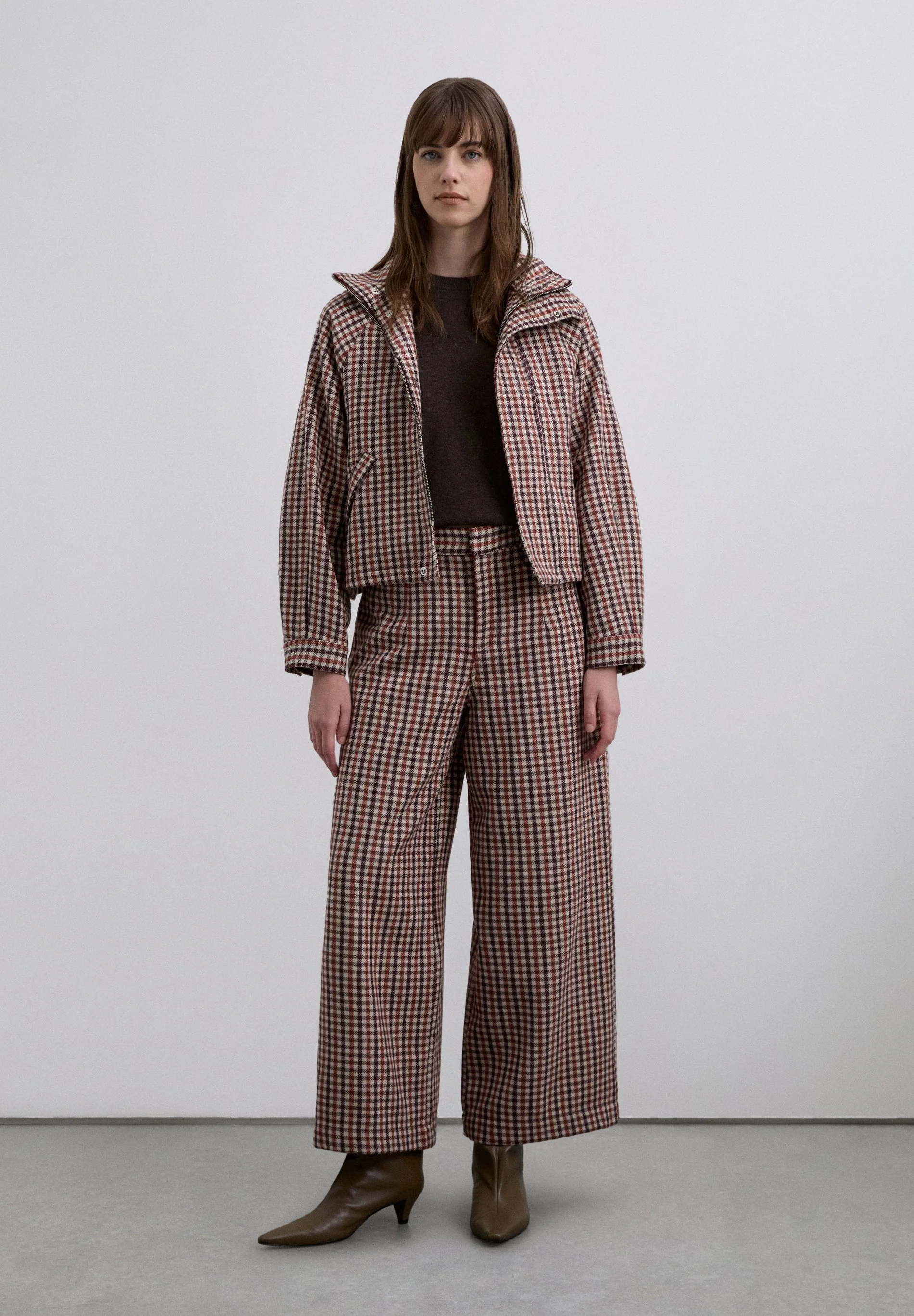 CHECKED BOMBER JACKET WITH CORDUROY COLLAR - Image 6