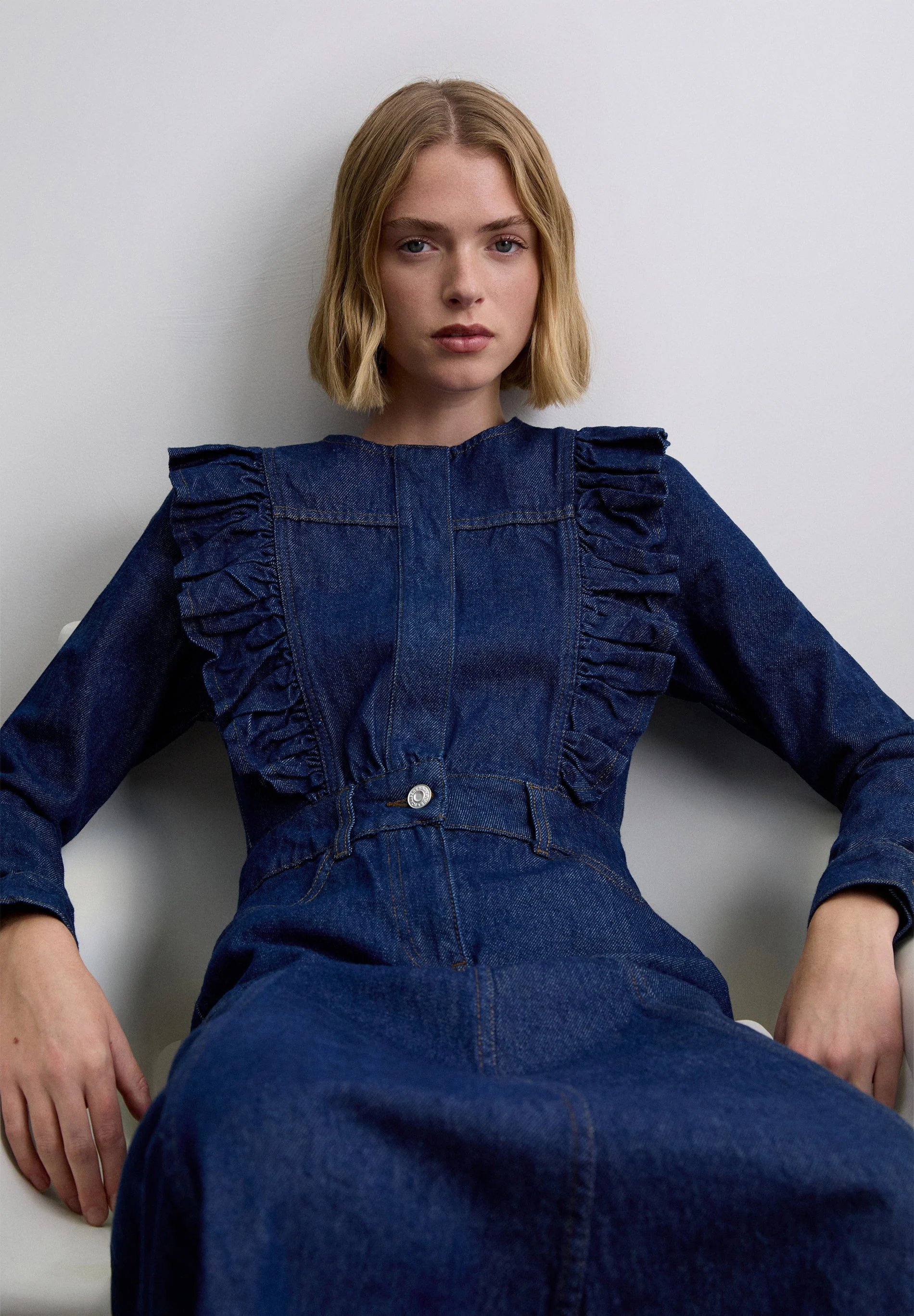 DENIM DRESS WITH RUFFLE - Image 5