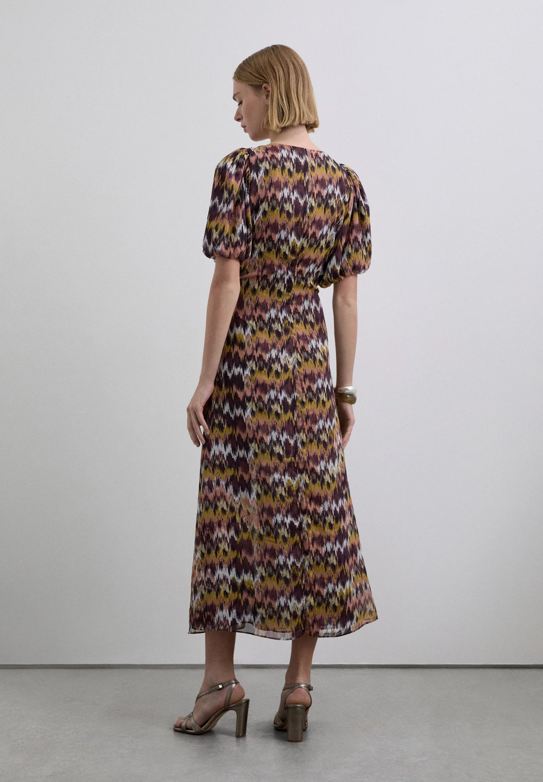MIDI DRESS WITH PUFF SLEEVES - Image 4