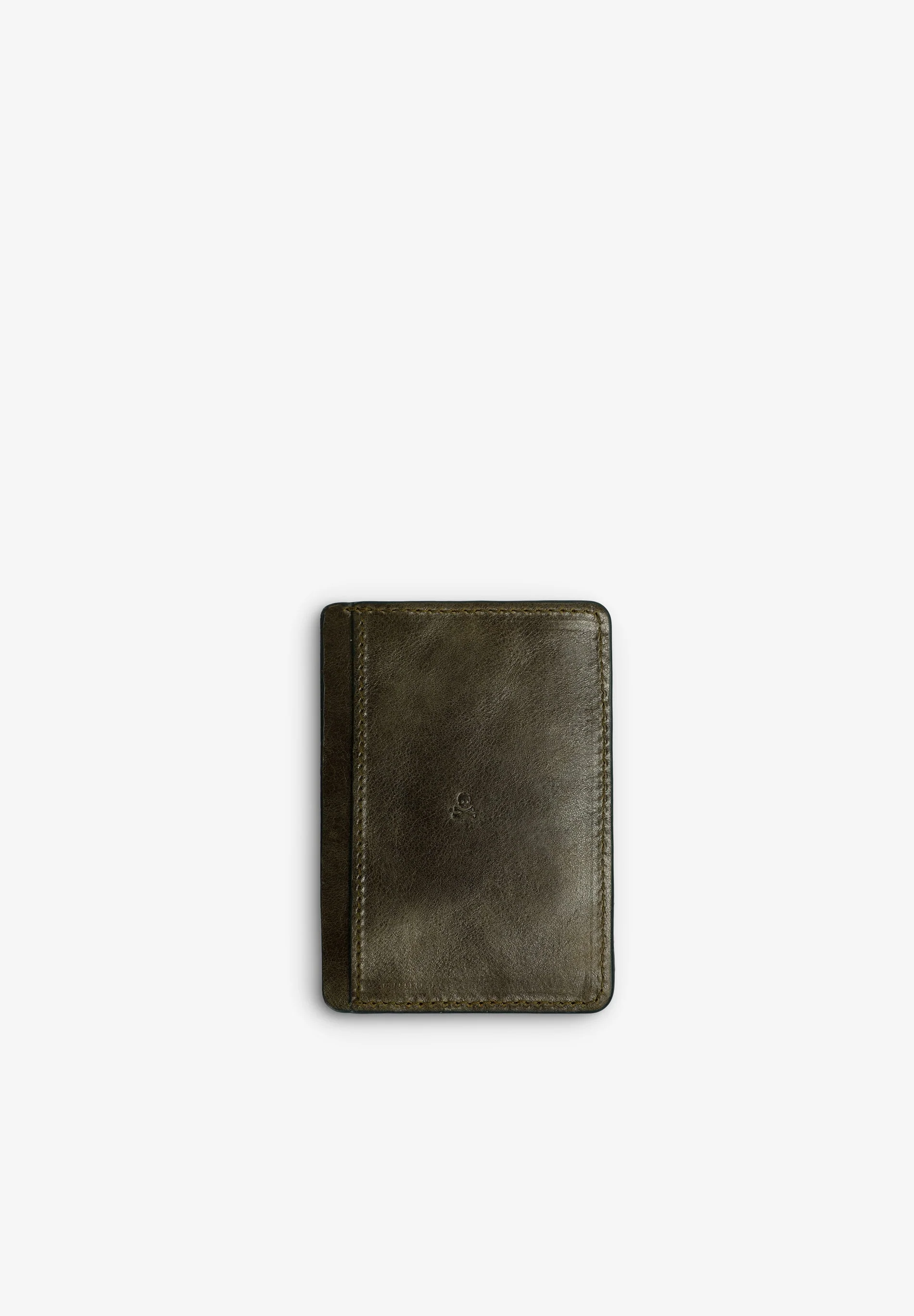 LEATHER CARD HOLDER WITH SKULL LOGO