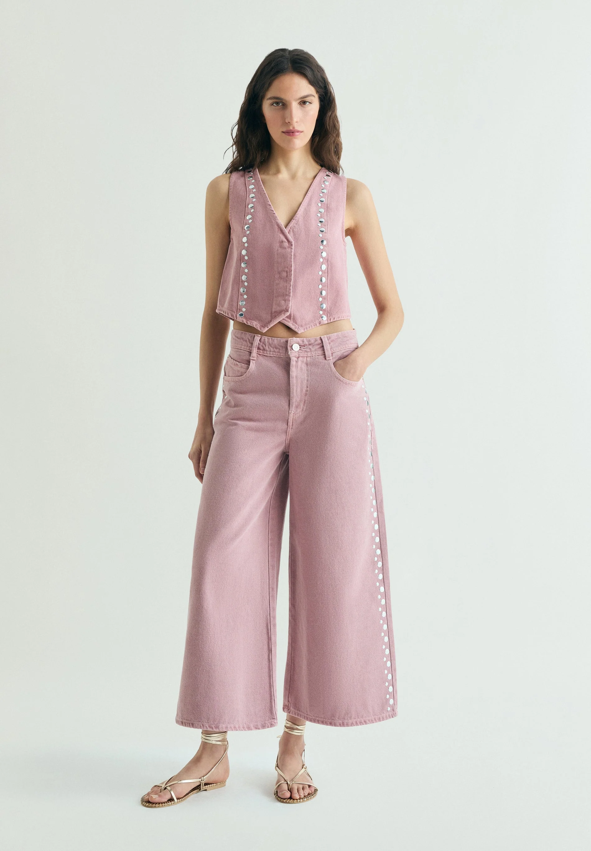 STUDDED DENIM WAISTCOAT - Image 2