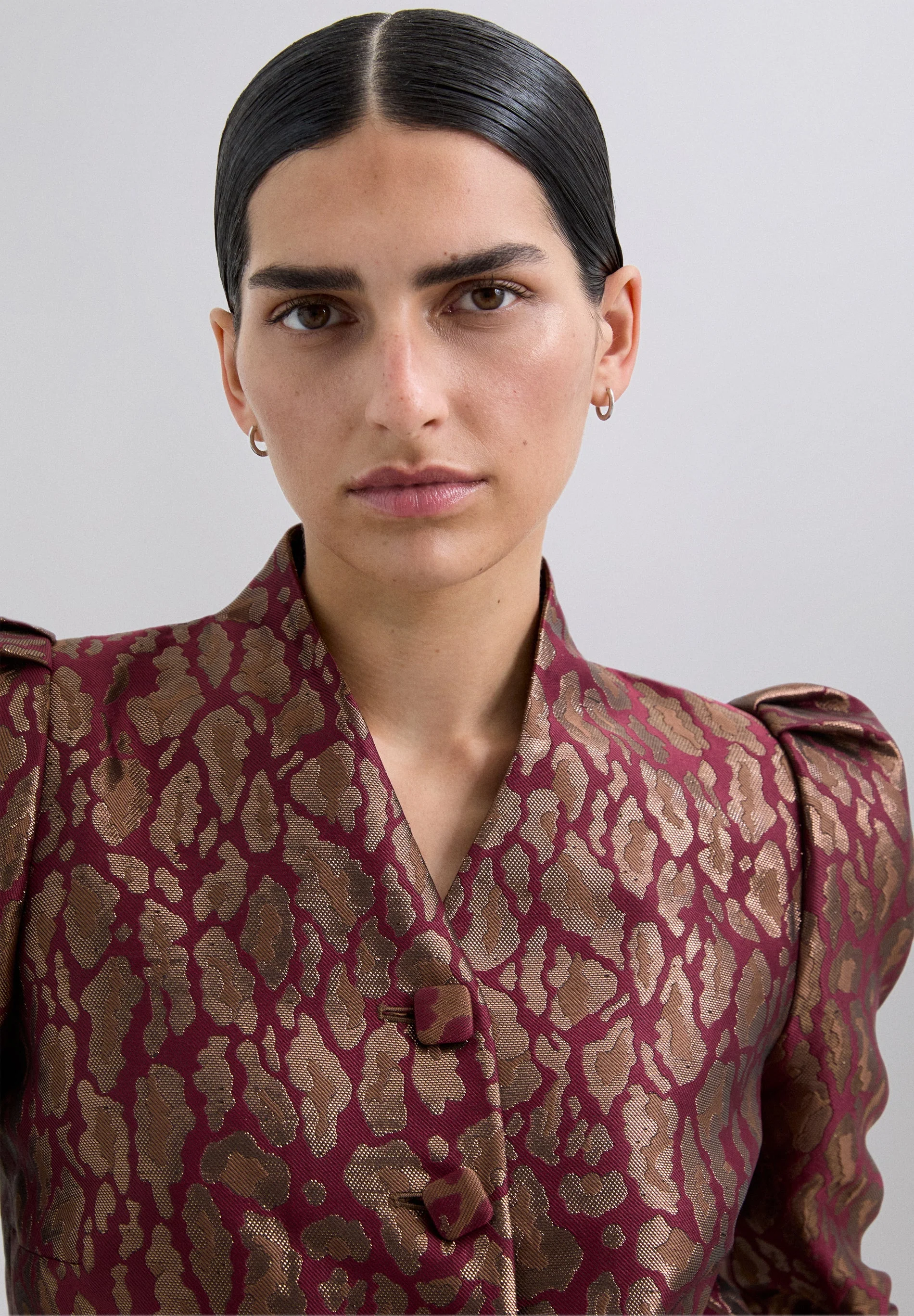 CROPPED METALLIC ANIMAL PRINT BLAZER - Image 3