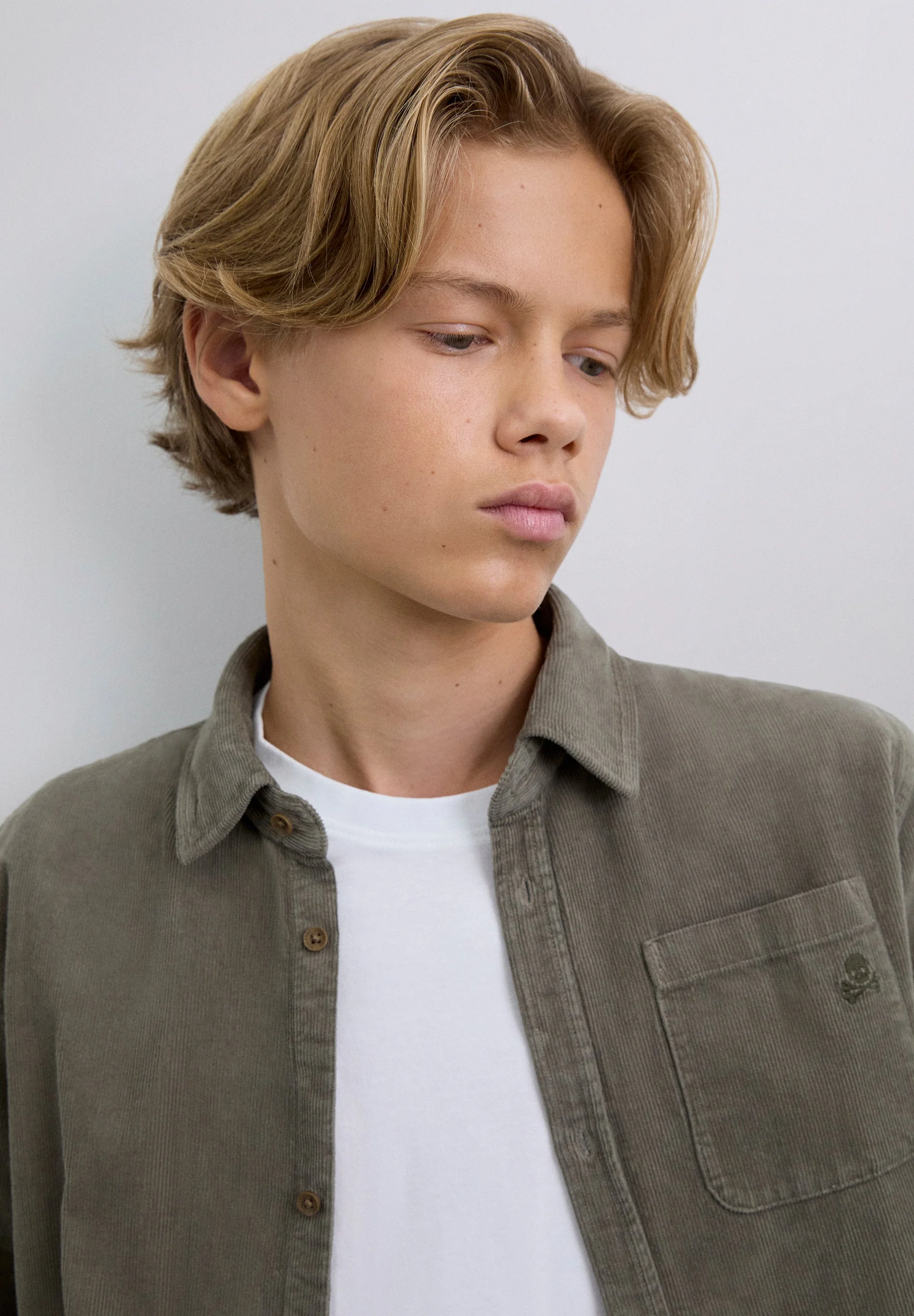 CORDUROY SHIRT WITH EMBROIDERED SKULL - Image 5