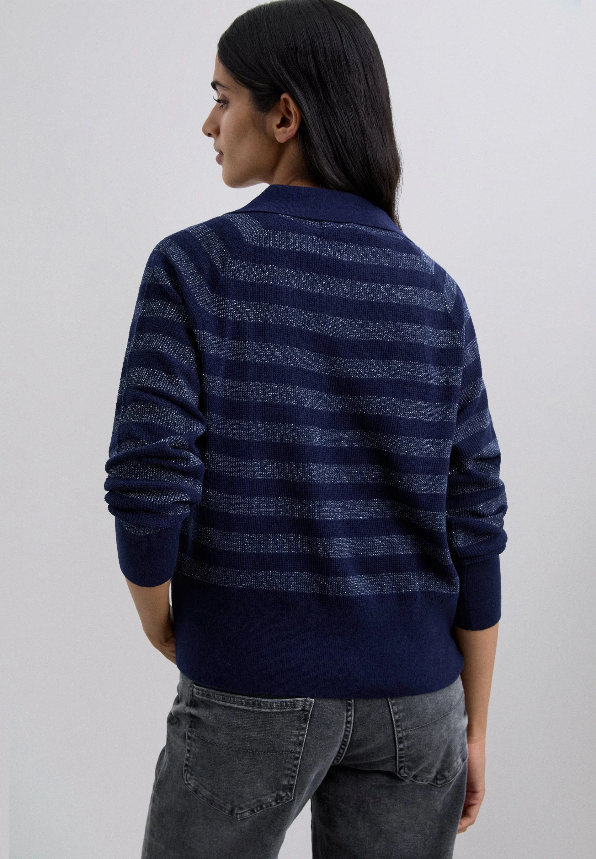 METALLIC STRIPE POLO SWEATER - Image 5