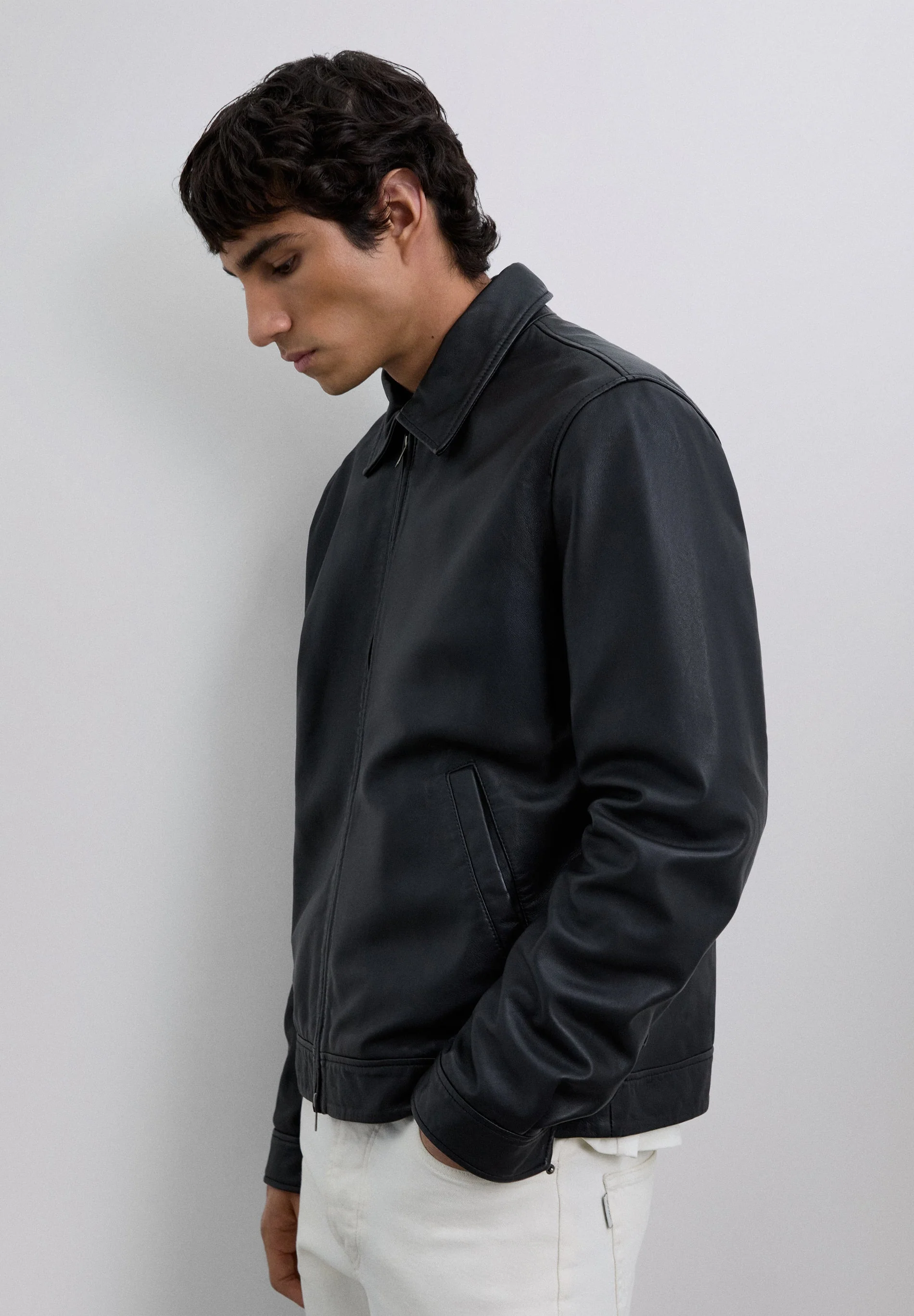 COLLARED LEATHER JACKET - Image 2