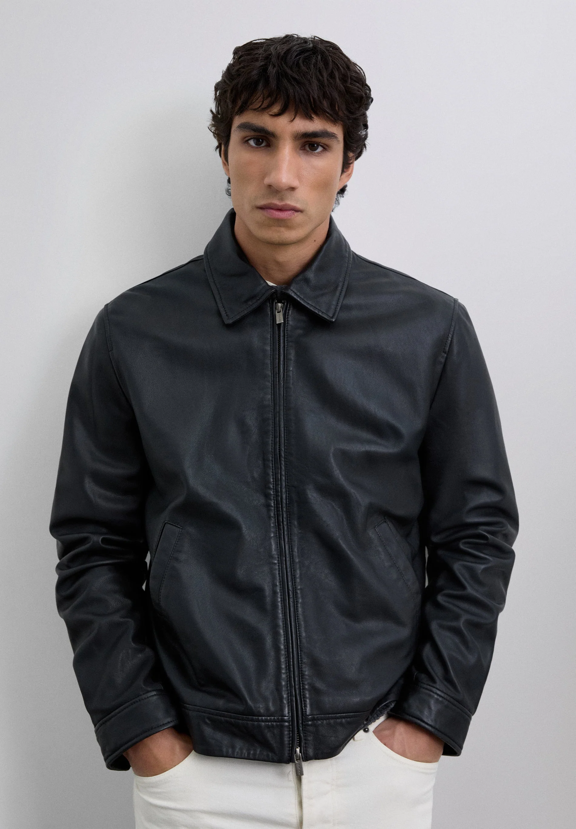 COLLARED LEATHER JACKET - Image 3