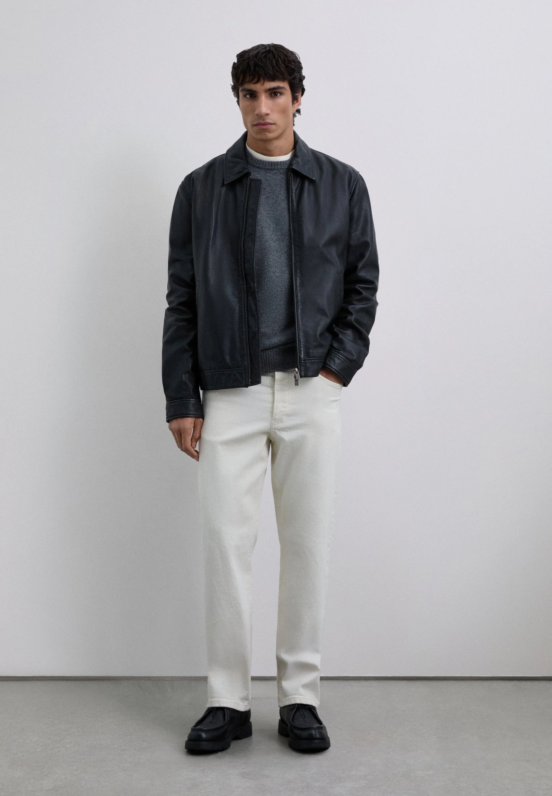 COLLARED LEATHER JACKET - Image 4