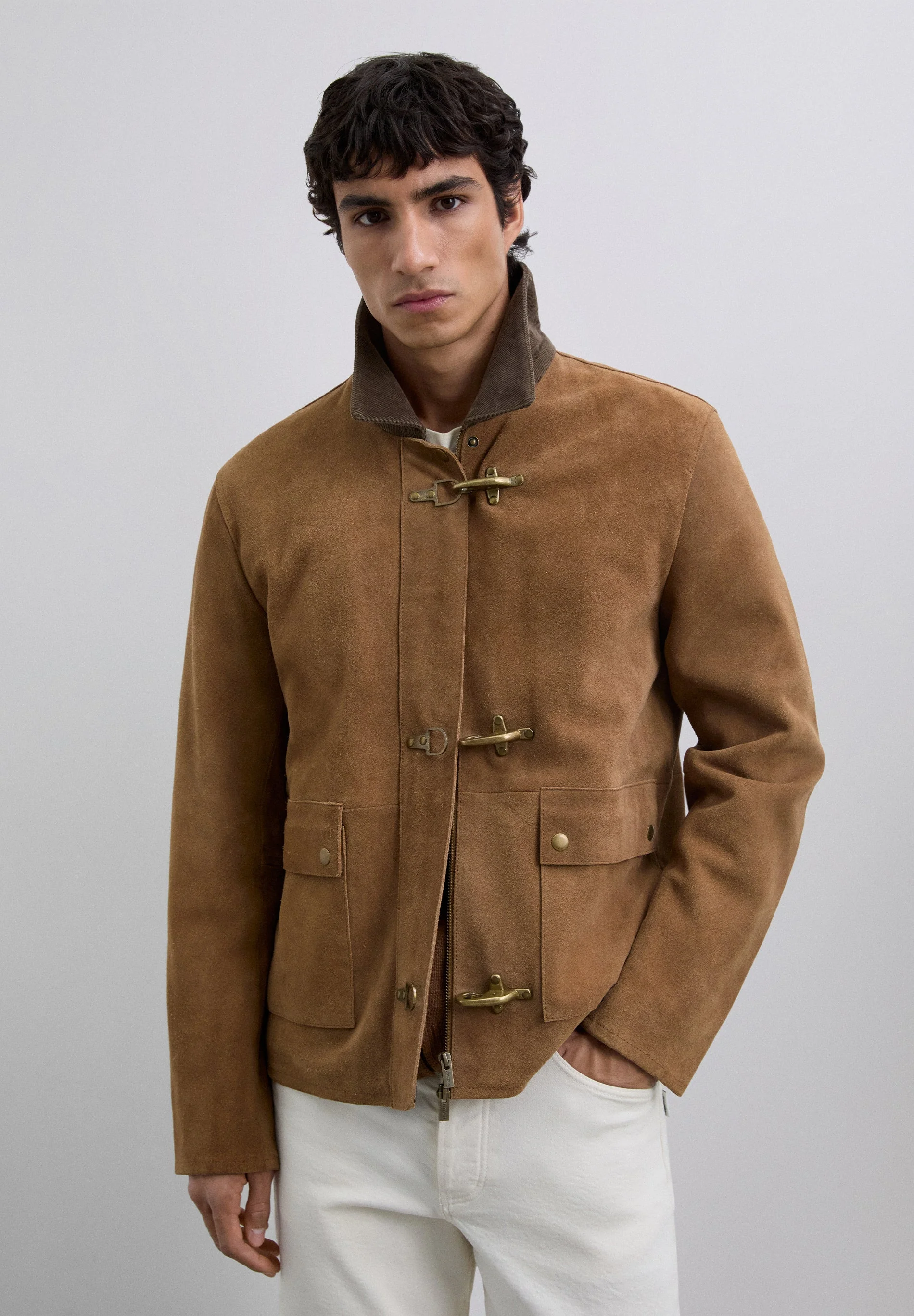 LEATHER JACKET WITH CORDUROY COLLAR - Image 5