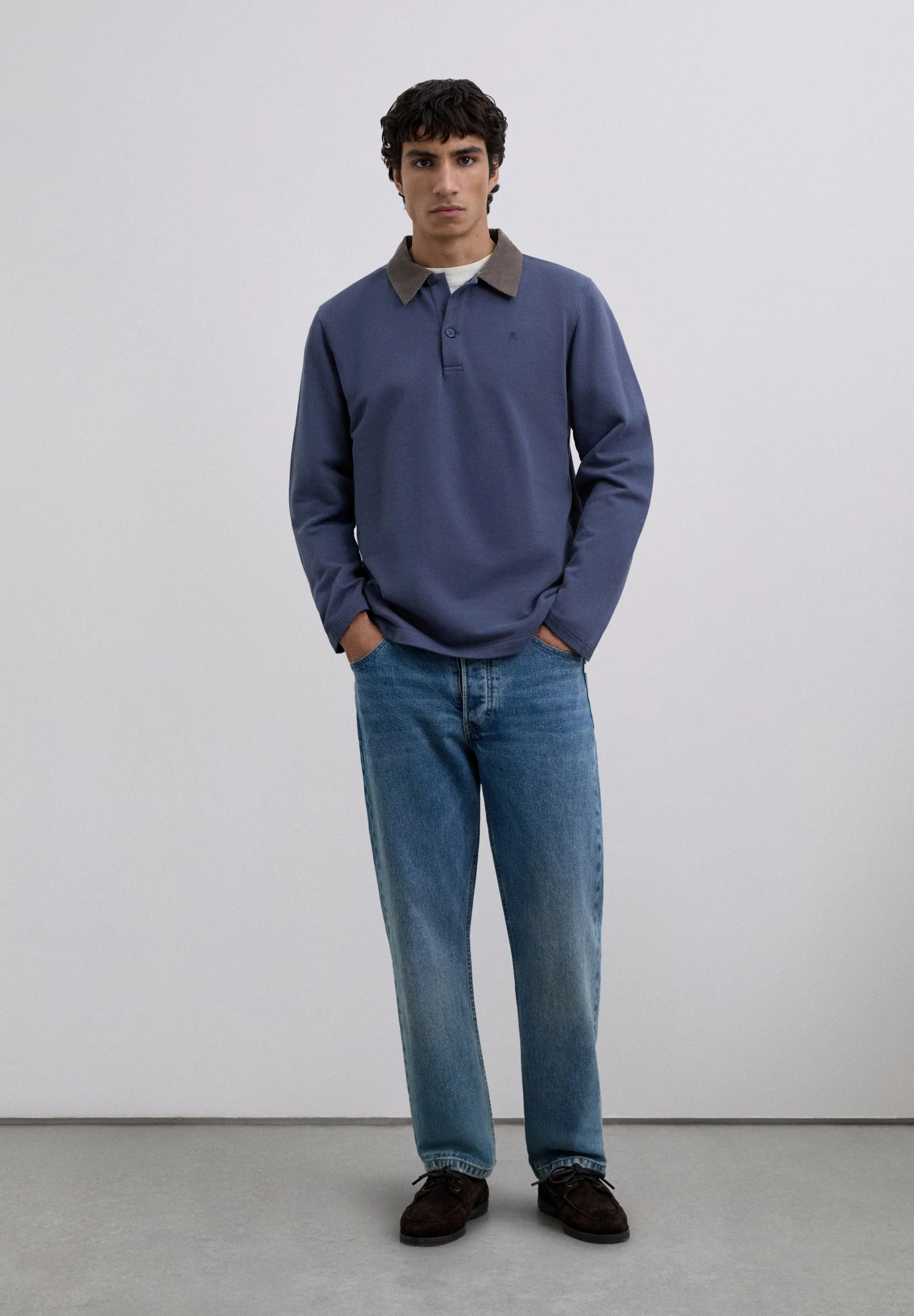 EMBROIDERED POLO SHIRT WITH CORDUROY COLLAR - Image 3